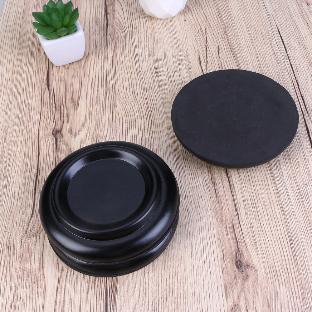 3pcs Solid Wood Grand Piano Caster Cups Non-slip Anti-noise Piano Mats Floor Protector - Size L (Black)