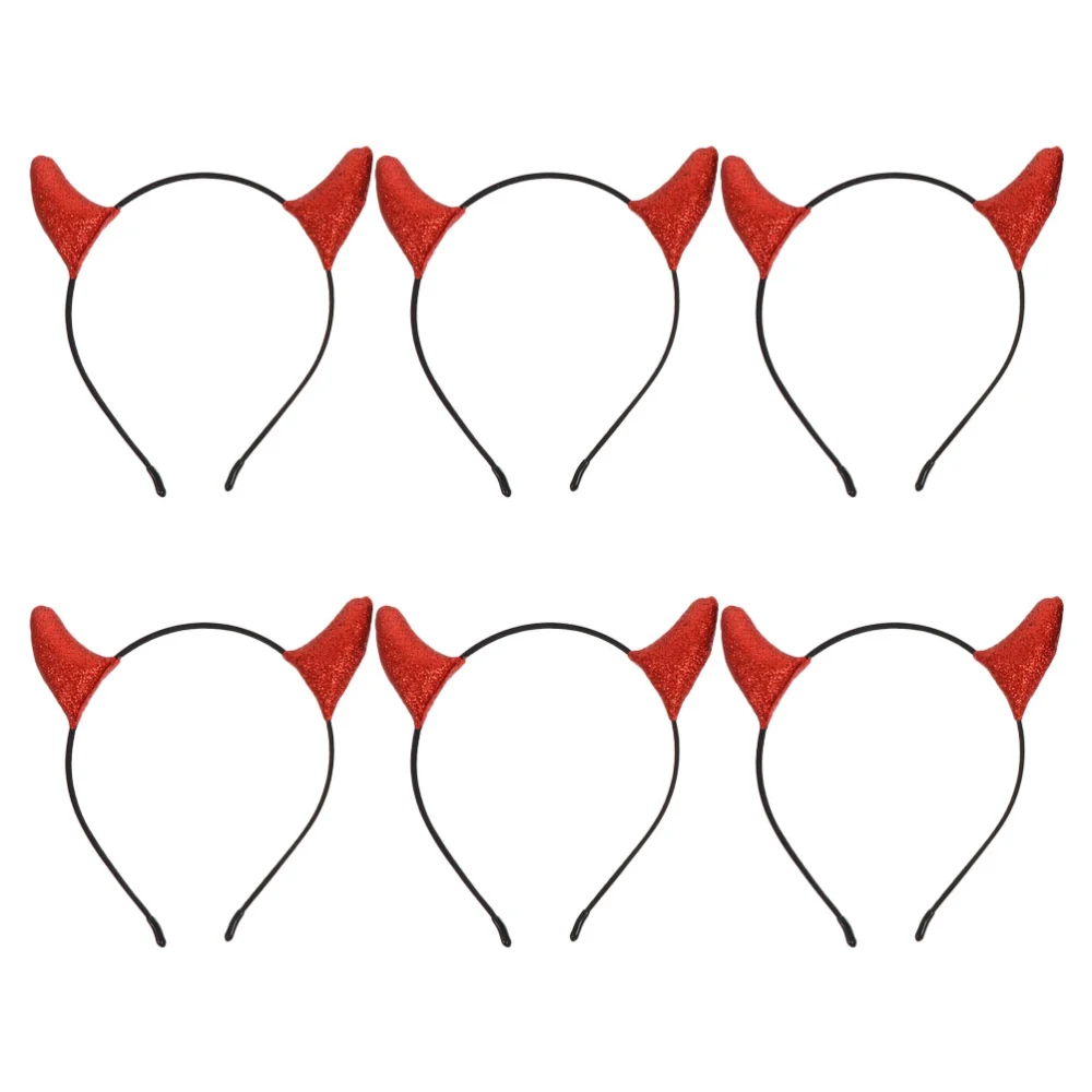 6Pcs Devil Horn Headbands Halloween Horn Headbands Party Decorative Hairbands Hair Decorations