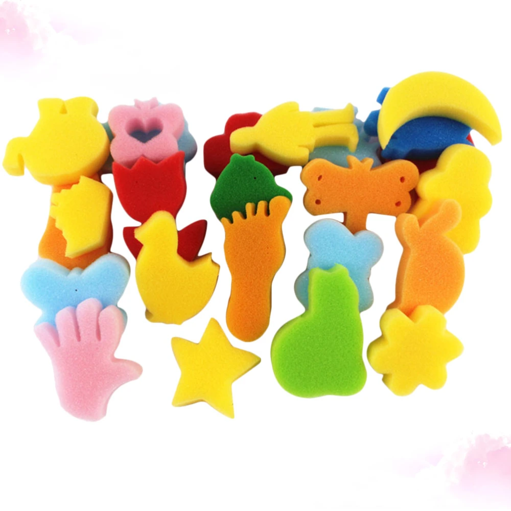 72pcs DIY Painting Sponge Watercolor Craft Sponge Early Education Supplies Educational Playthings for Kids Children (Random Color and Pattern)