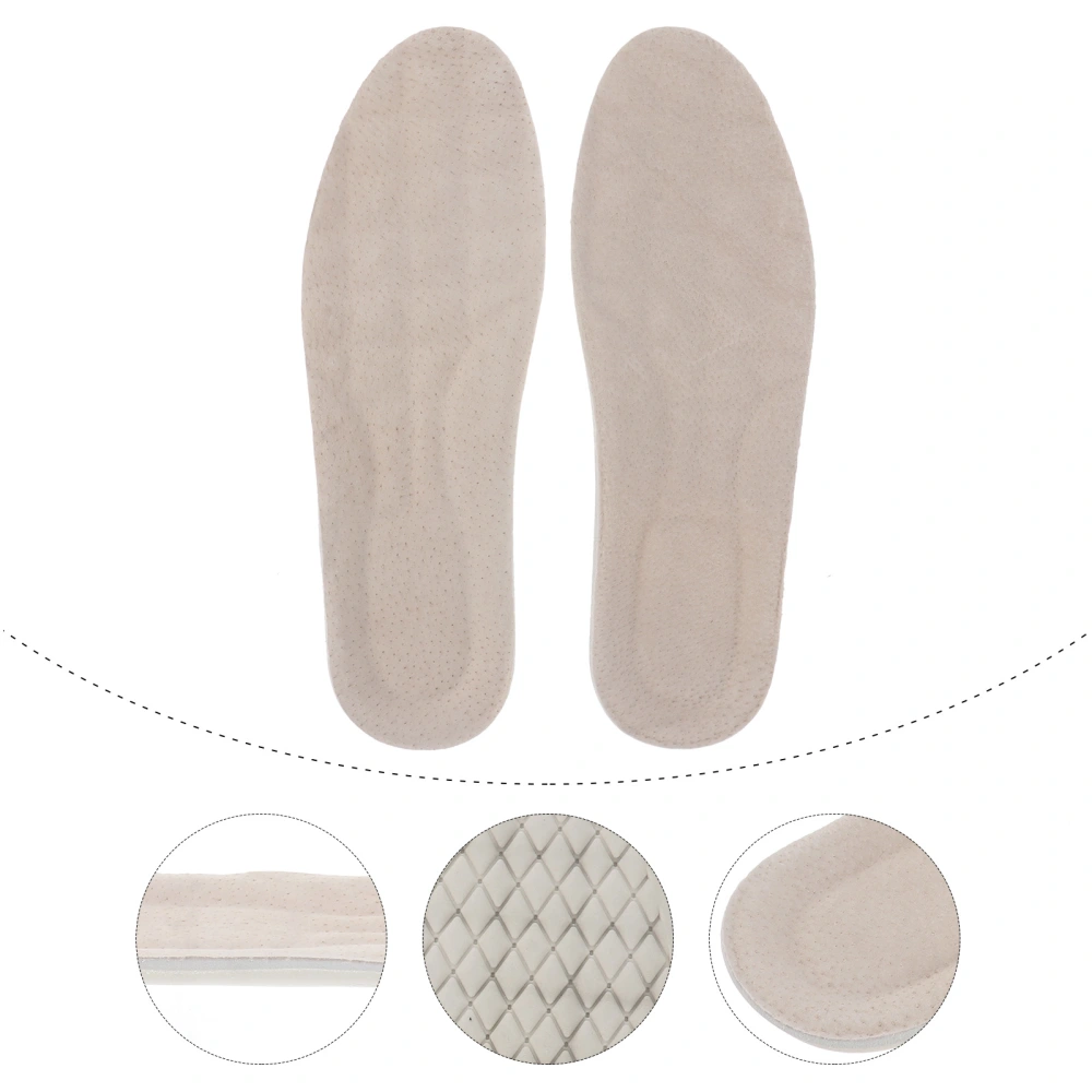 1 Pair Leather Heel Pads Absorption and Decompression Insoles Shoe Accessory for Heel Pressure Relieving (Size 37/38, Light Beige)