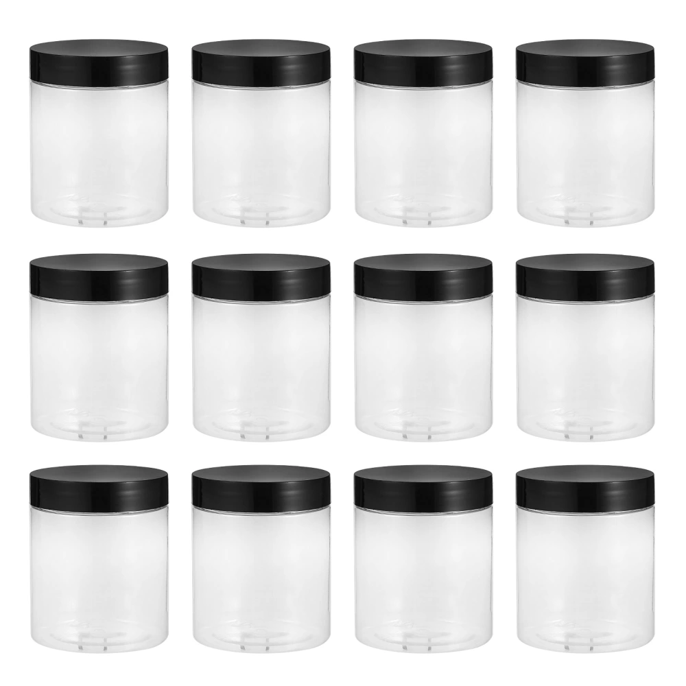 12pcs Transparent Plastic Storage Jars Kitchen Sealed Containers with Cover