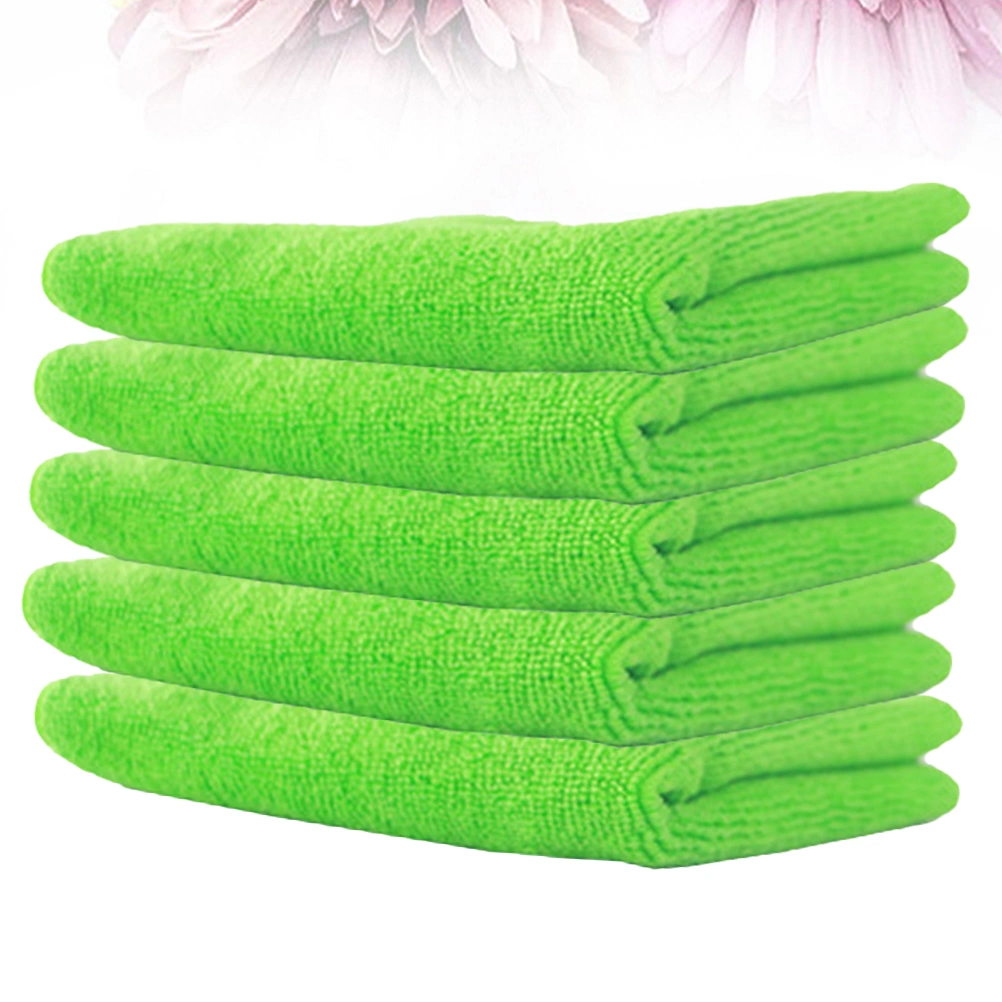 5 Pcs Strong Decontamination Dish Towel Microfiber Cleaning Non-stick Household Cleaning Wipe Towel for Kitchen Car (Green)