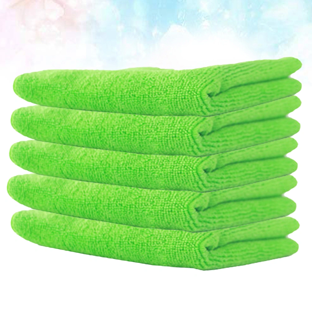 5 Pcs Strong Decontamination Dish Towel Microfiber Cleaning Non-stick Household Cleaning Wipe Towel for Kitchen Car (Green)