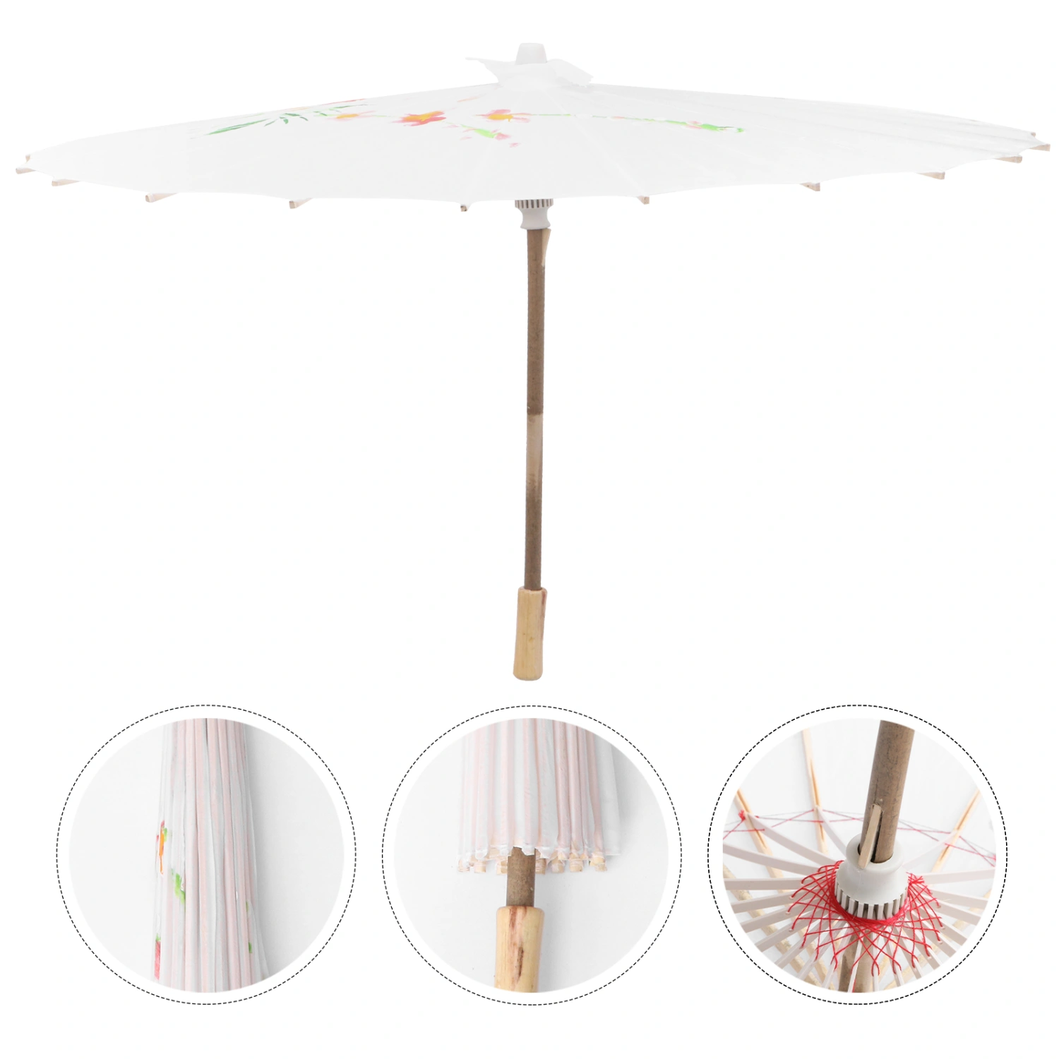 Silk Umbrella Decorative Oilpaper Umbrella for Dancing Decoration Performance Props Silk Umbrella Rain Party Supply(White Reinforcement,Large,Diameter:82cm)