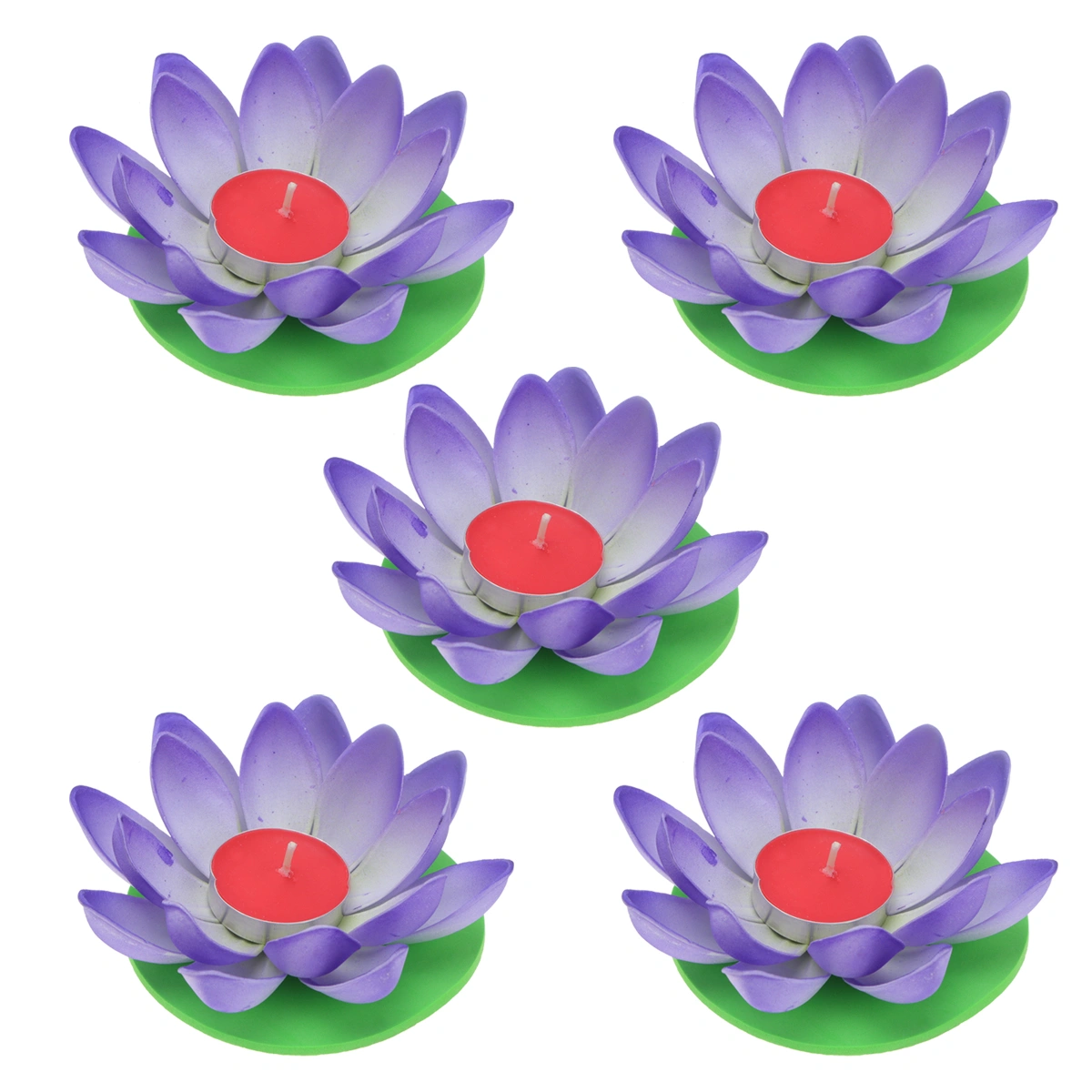 5pcs Candle Light Lotus Shape Candle Light Festive Wishing Lamp Decorative for Home Decor (Blue with Candle)