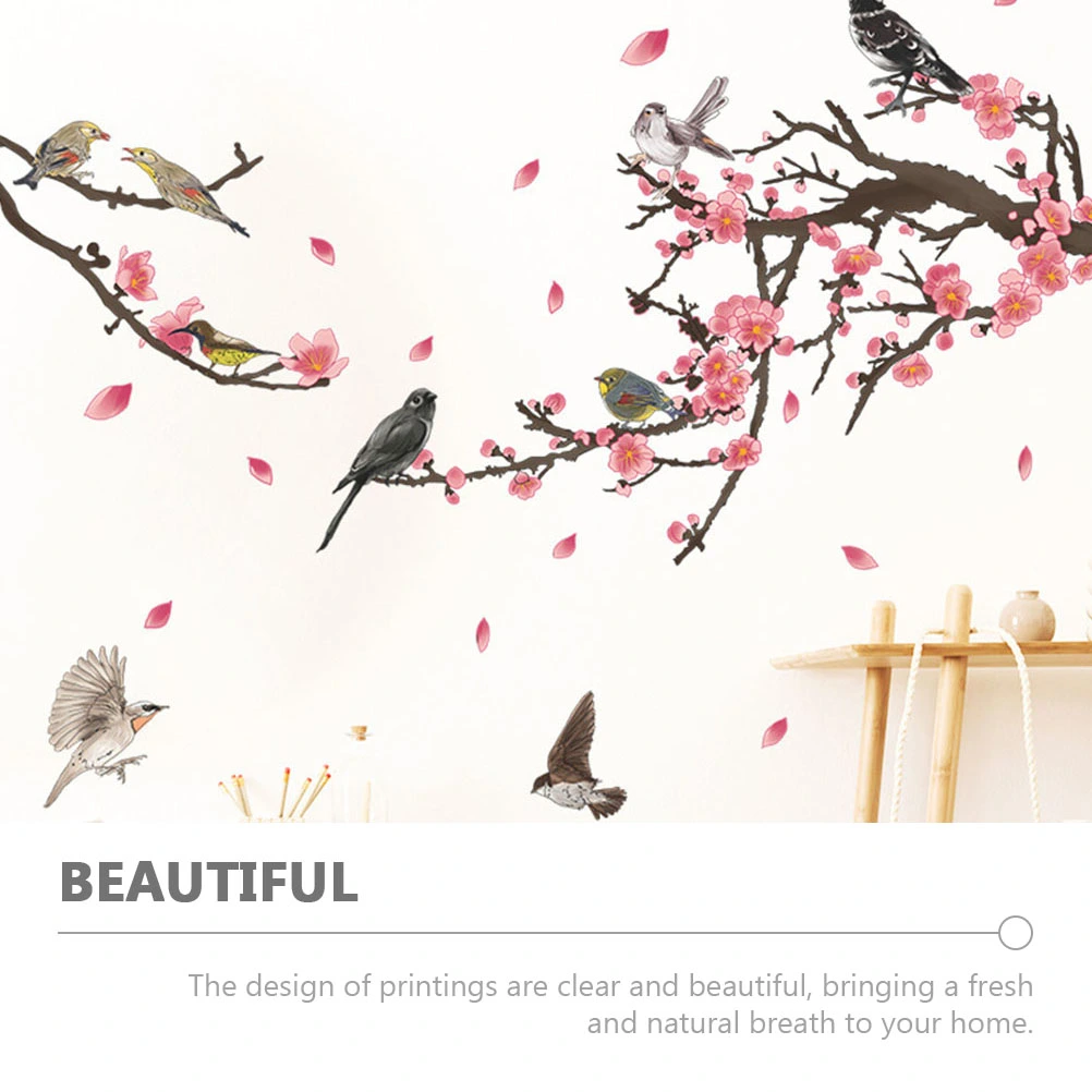 2pcs Flowers Branches Birds Wall Decals Bedroom Wall Stickers Decorative Decals