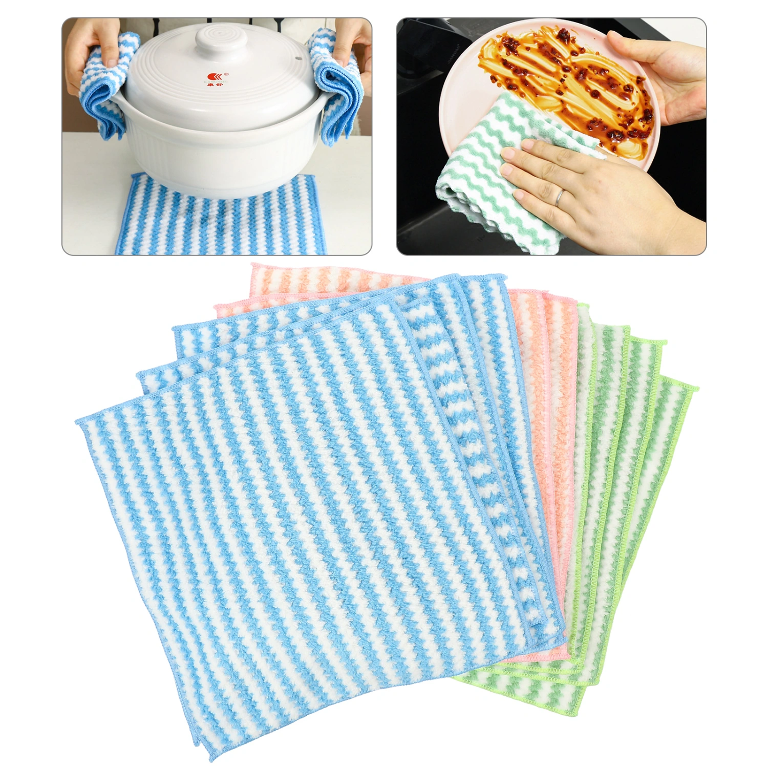 10Pcs Kitchen Dish Towels Cleaning Towels Water Absorbent Dish Towels Multi-function Washcloths