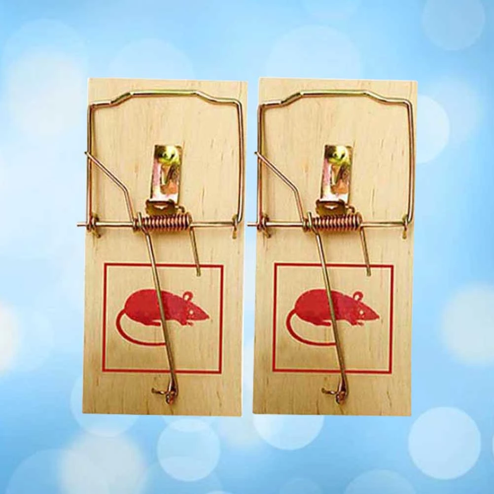 2pcs Wooden Mouse Traps Reusable Bait Mice Vermin Rodent Pest Control Home Garden Mousetraps Trap - Size S