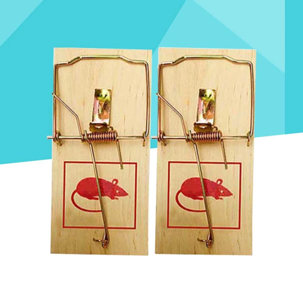 2pcs Wooden Mouse Traps Reusable Bait Mice Vermin Rodent Pest Control Home Garden Mousetraps Trap - Size S