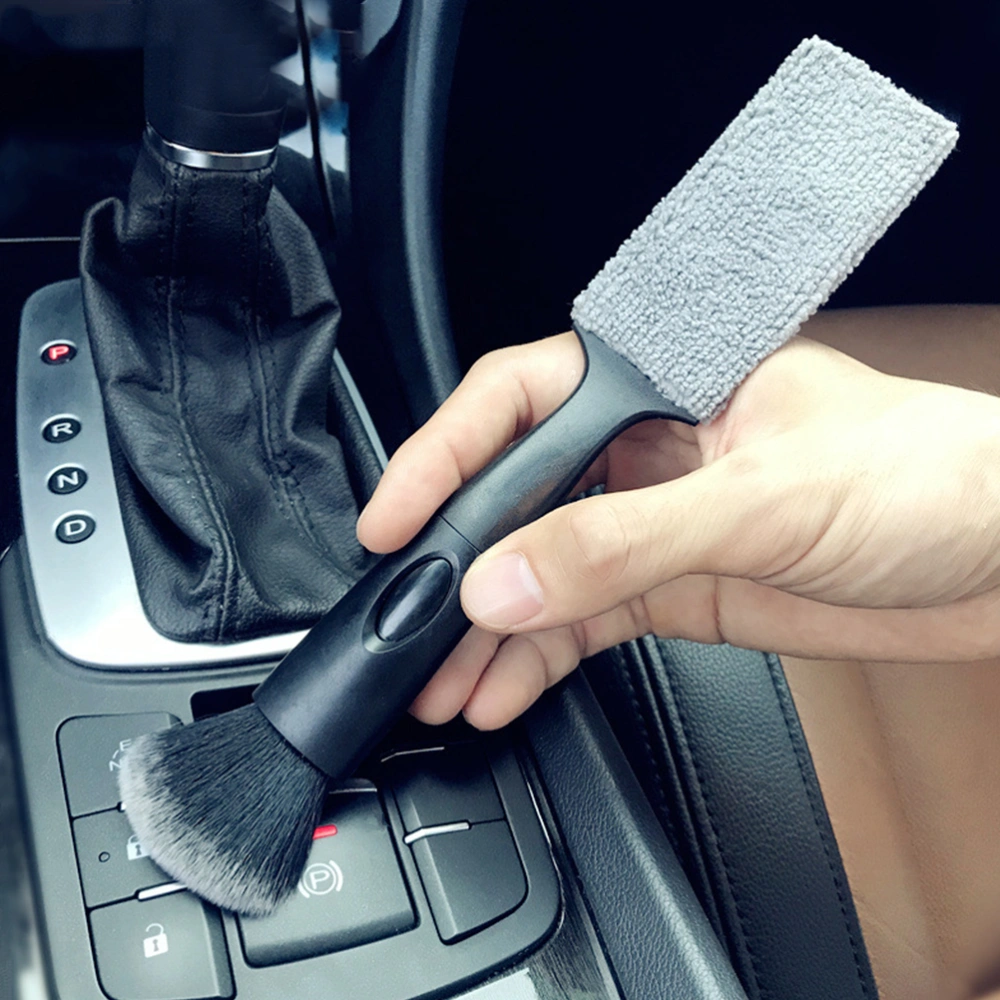 1 Set Car Interior Cleaning Brush Replaceable Double End Duster Cleaner for Instrument Guitar Car (Black)