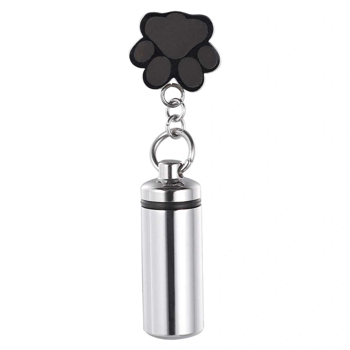 Pet Footprint Column Pendant Cinerary Casket Chain Silver Bottle Necklace for Couple Girls