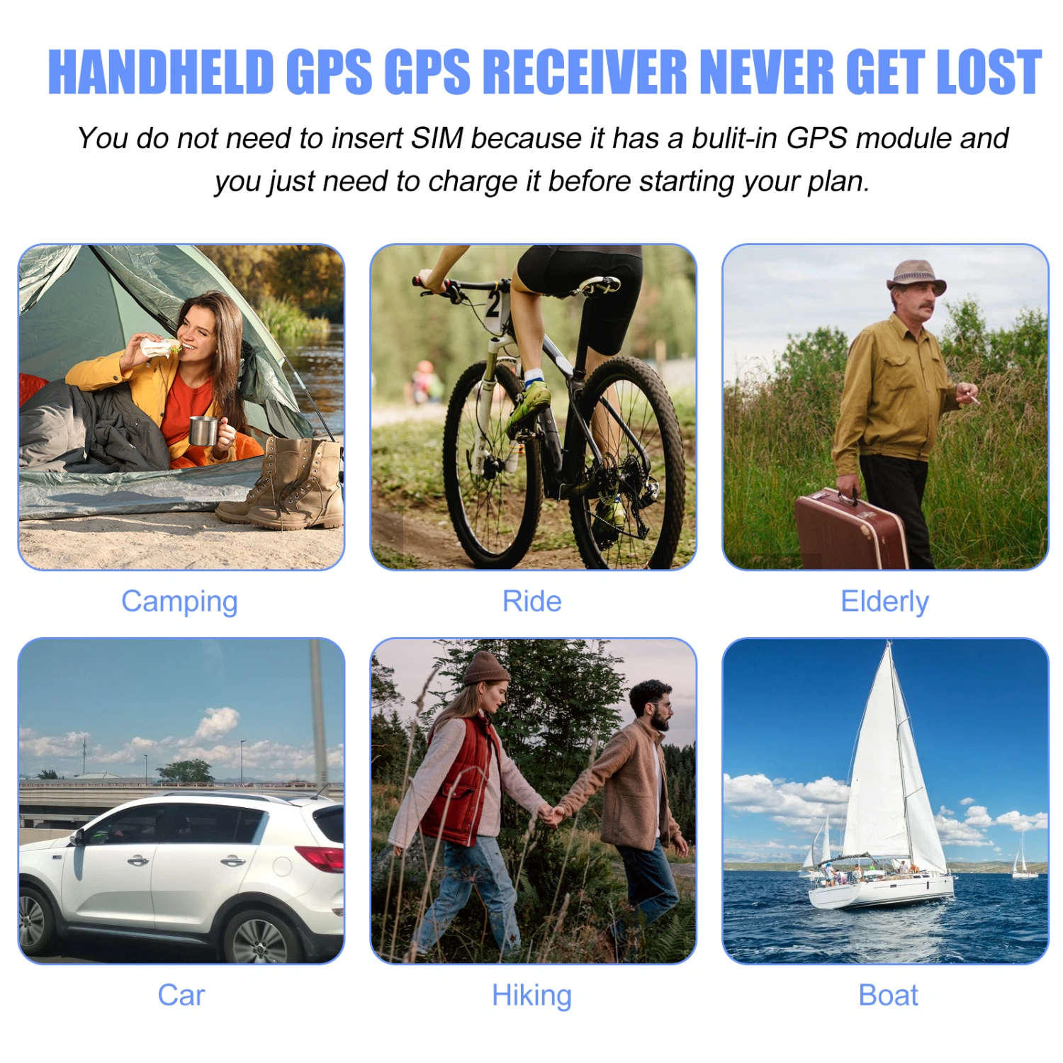 Mini Handheld GPS Receiver and Location Finder with Keychain USB Rechargeable for Outdoor Travel