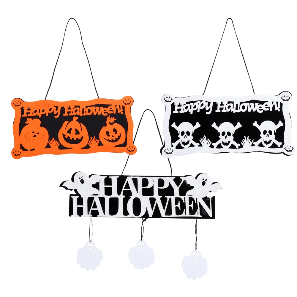 3pcs Creative Halloween Hanging Pendant Door Decoration (Orange, White, Black)