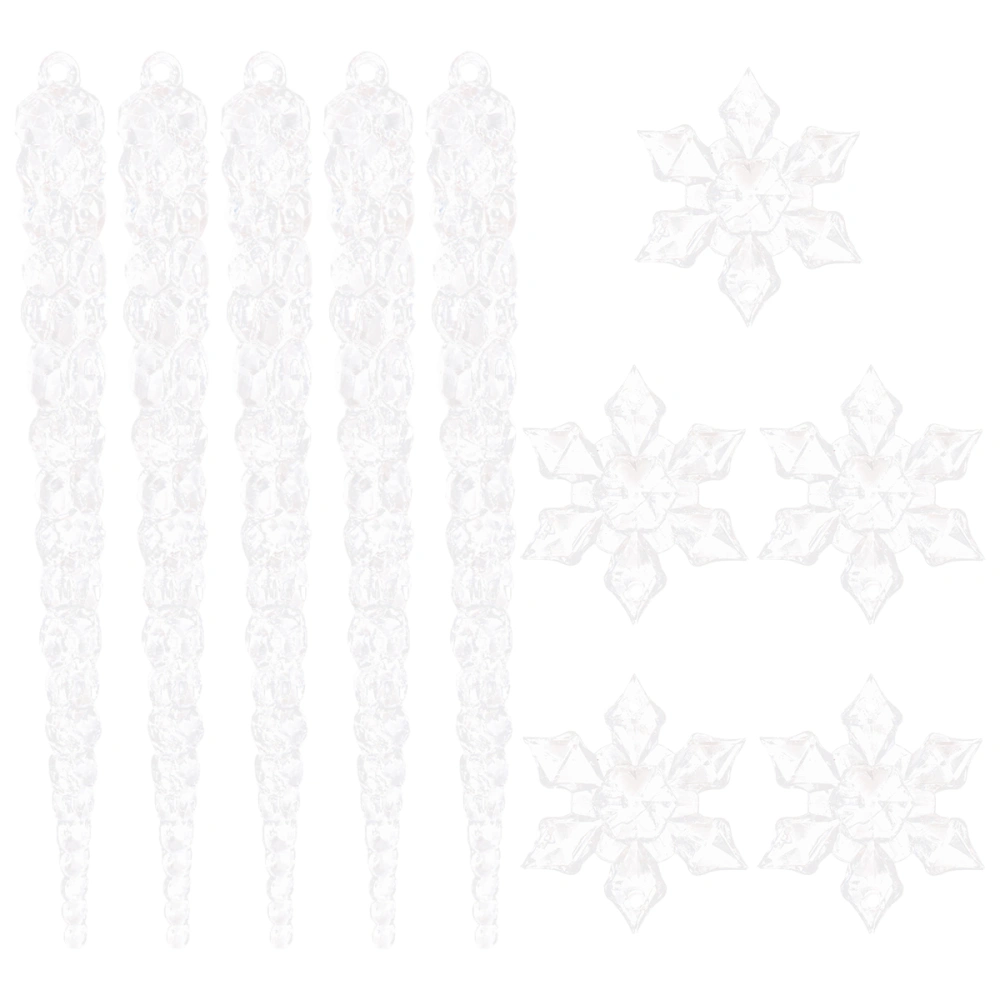 10pcs Snowflake Hanging Xmas Tree Hanging Fake Icicle Props Christmas Decor