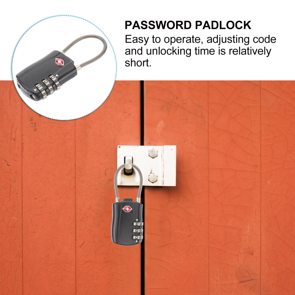 Outdoor Anti-theft Password Padlock Customs Lock Wire Rope Password Lock (Black)