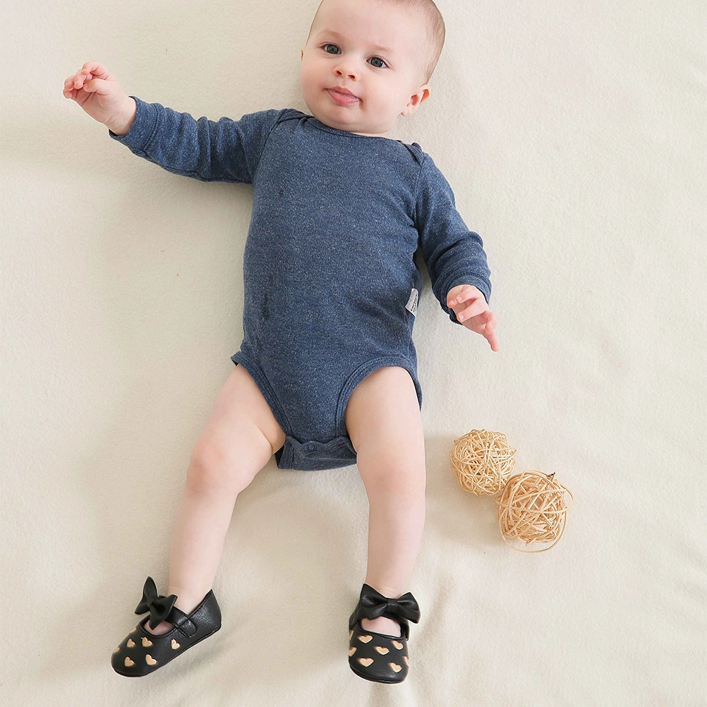 1 Pair Babies Toddler Shoes Heart Pattern Embroidered Bow Baby Shoes Bowknot Prewalker (Black 13cm Length 6US 5UK 22EU 5.109 Inch)