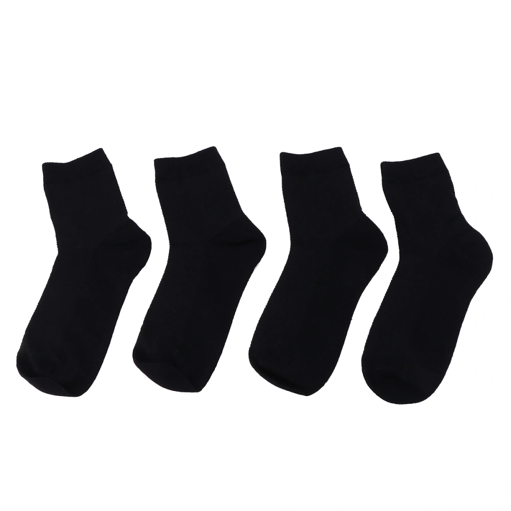 5 Pairs Solid Color Cotton Socks Breathable Medium Tube Socks Spring Summer Mesh Socks (Black)