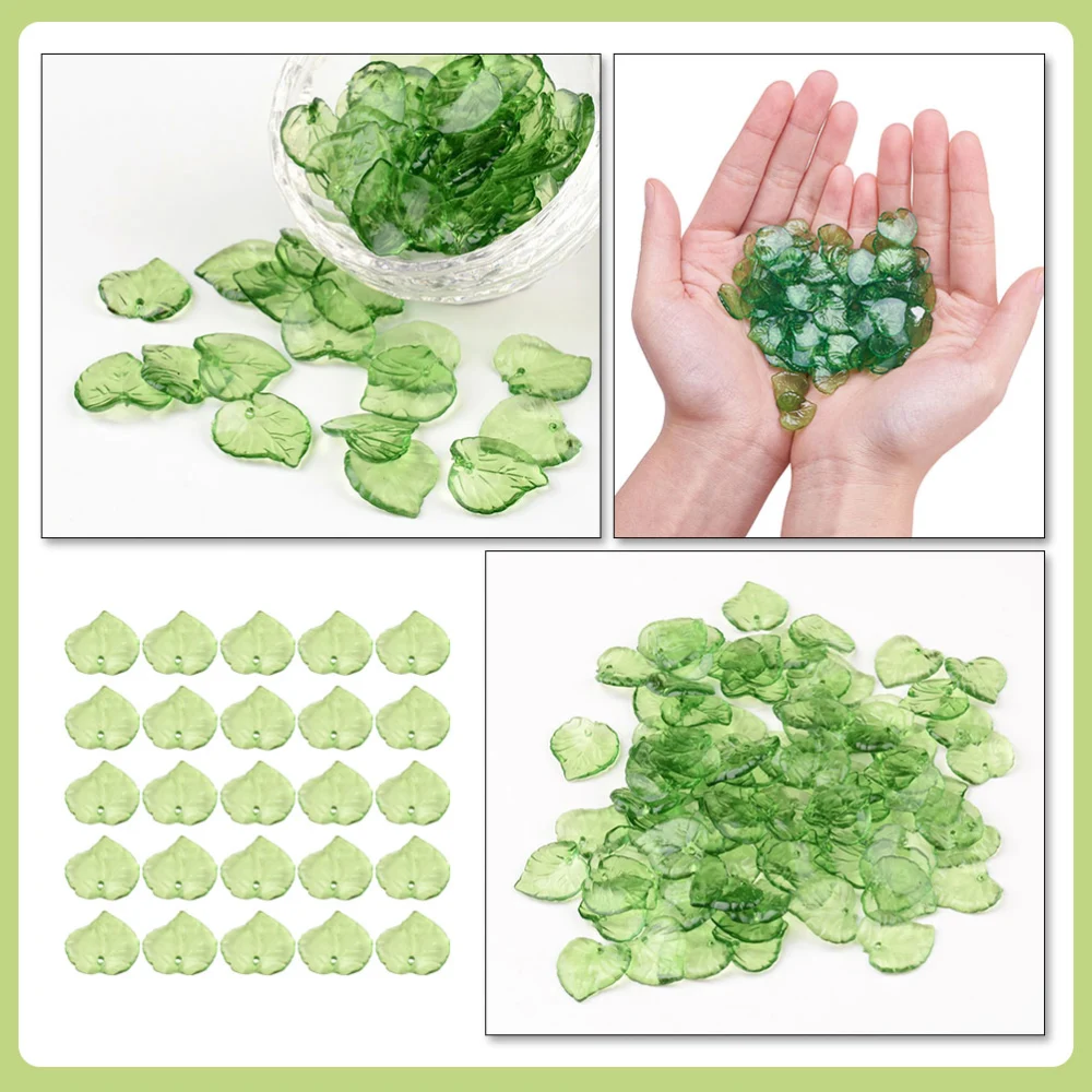 300Pcs Decorative Leaf Pendant Acrylic Earring Charms Jewelry Craft Ornament