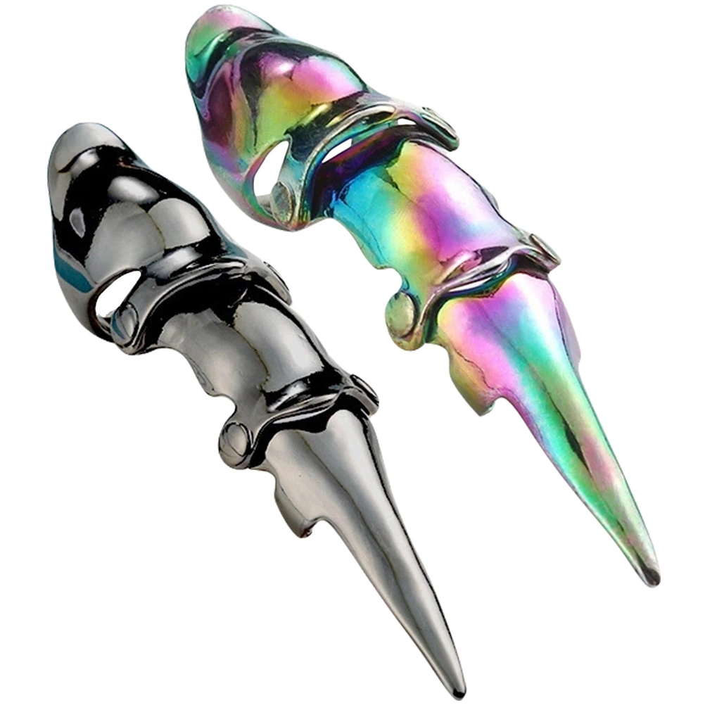 2Pcs Retro Full Finger Ring Gothic Ring for Halloween Bar Club Cosplay Prom Fancy Dress Party