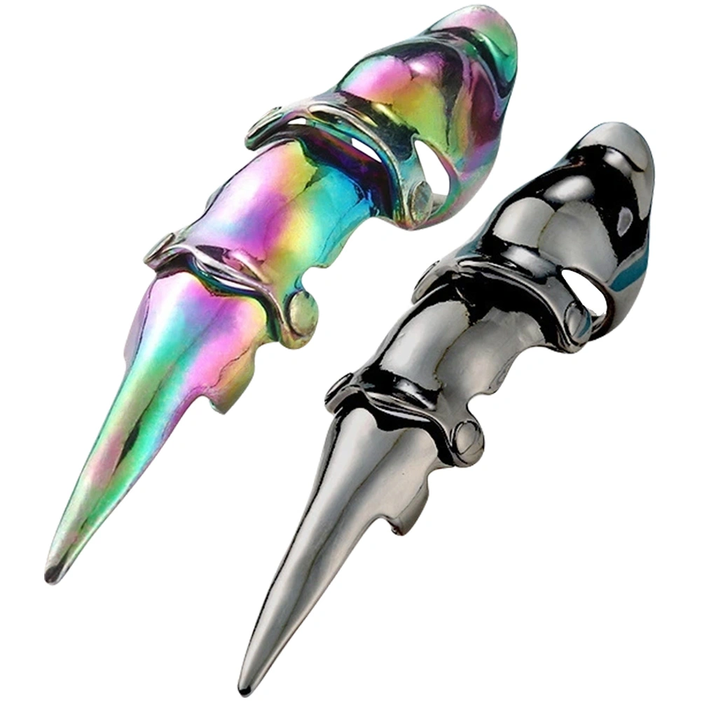 2Pcs Retro Full Finger Ring Gothic Ring for Halloween Bar Club Cosplay Prom Fancy Dress Party