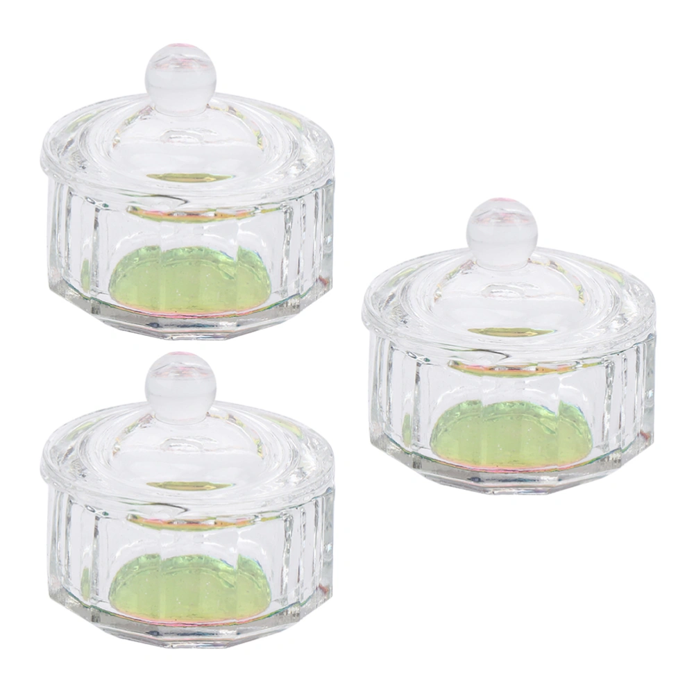 3Pcs Lidded Manicure Cup Manicure Liquid Powder Cup Nail Art Mixing Accessory