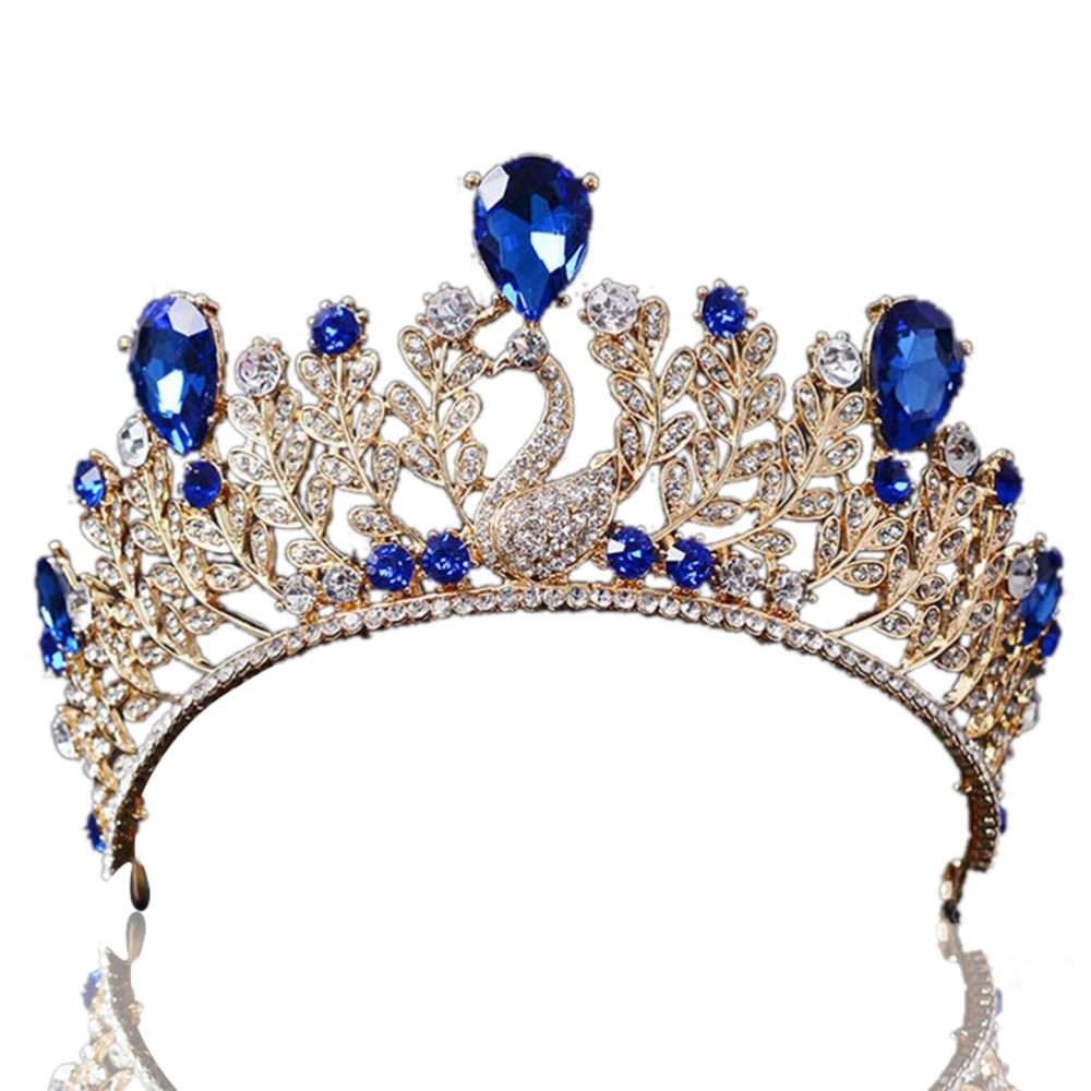 Wedding Tiara Crystal Rhinestones Bridal Headband Pageant Queen Crown (Blue Phoenix)