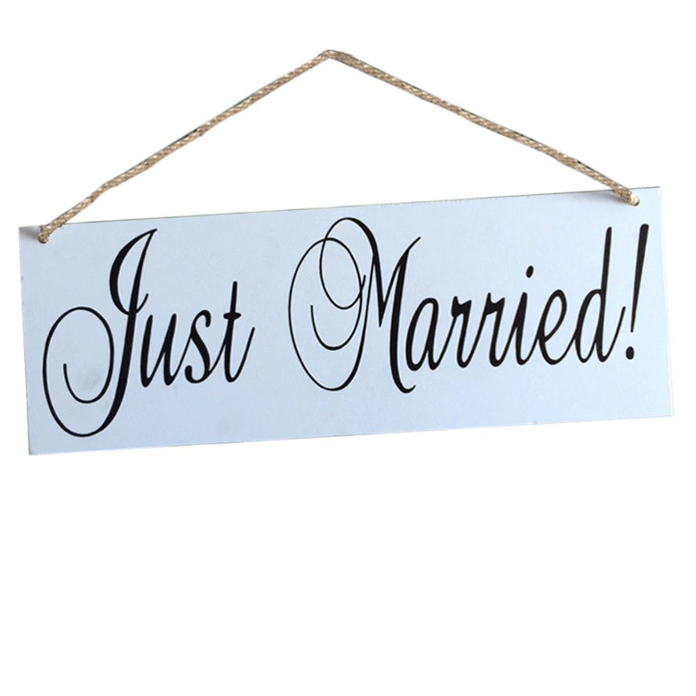 Wooden Hanging Decoration JUST MARRIED Sign for Weddings (White)