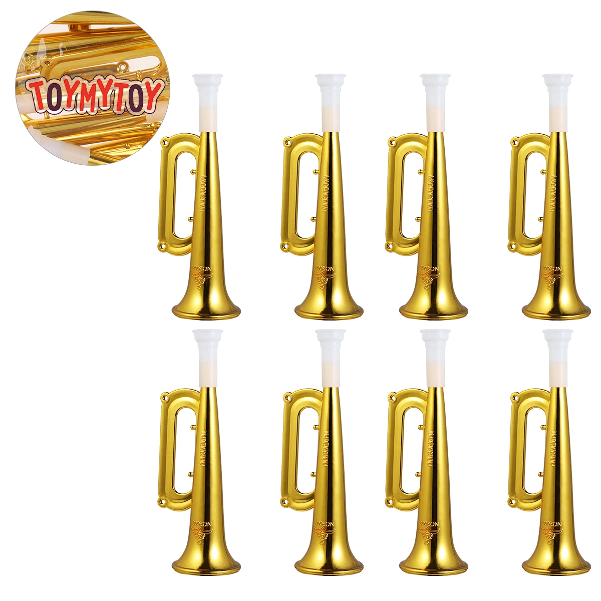 TOYMYTOY 12pcs Plastic Trumpet Noise Maker Kids Toys Cheerleader Football Match Cheering Props Birthday Party Favor Gift (Golden)
