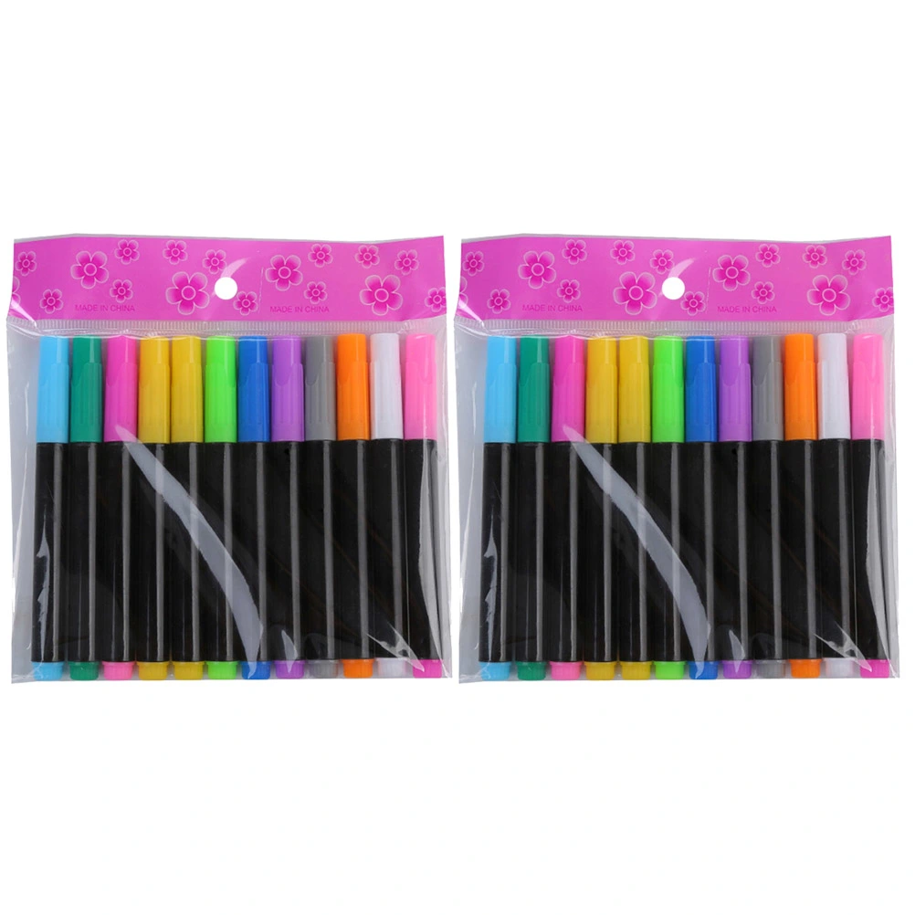 1 Set 2pcs Kids Watercolor Paint Pens Painting Liquid Pen Wipe Traceless Watercolor Pen LED Fluorescent Board Pen 