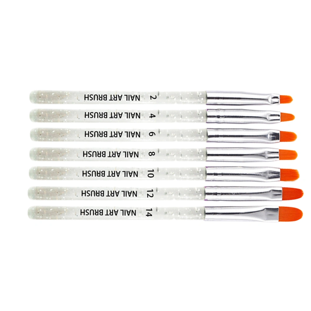 7 Pcs Nail Art Brush Pen UV Gel Transparent Nail Brush False Nail Art Tips Builder Painting Gel Nail Polish Brush Set Tools