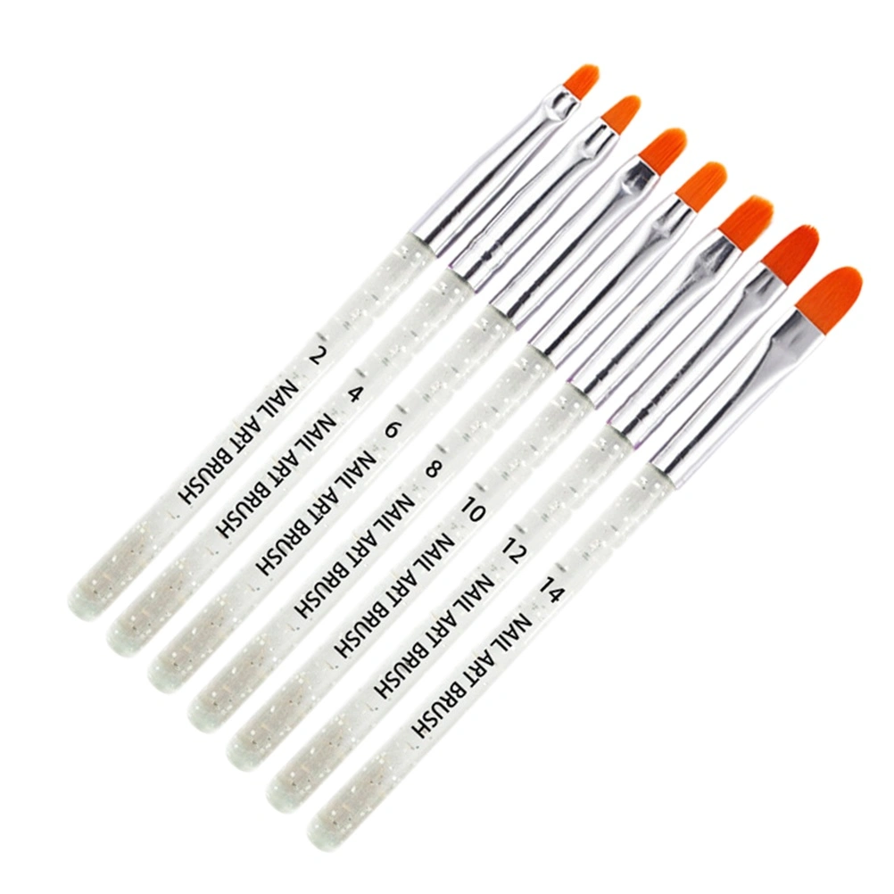 7 Pcs Nail Art Brush Pen UV Gel Transparent Nail Brush False Nail Art Tips Builder Painting Gel Nail Polish Brush Set Tools