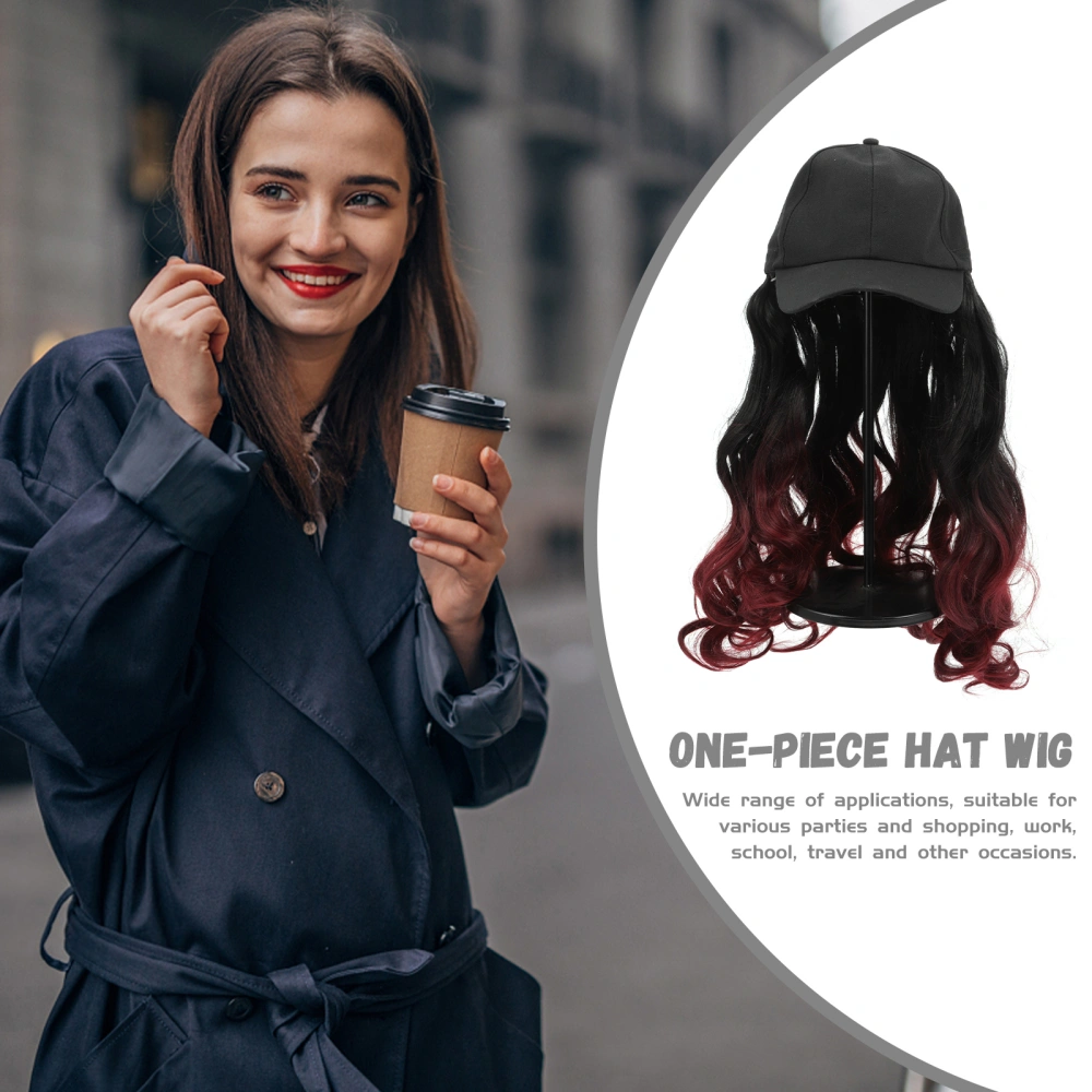 Women Wig Hat One-piece Long Curly Wig Hat Hair Extension Hat Wig Headdress (without Wig Holder)