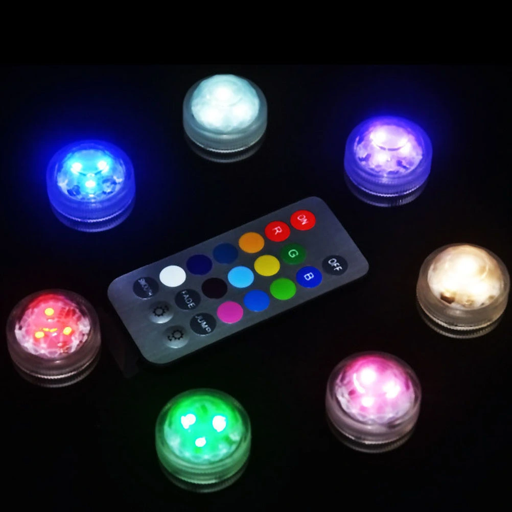 RGB Submersible LED Lights Waterproof Battery-operated Underwater LED Lights Wedding Party Vase Base Light Floral Light for Aquarium Wedding Halloween Christmas with