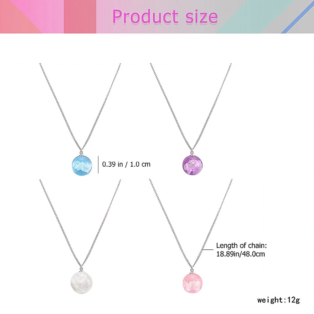 Woman Creative White Cloud Necklace Girl Fashion Glass Ball Hanging Pendant Adorable Lady Jewelry (Blue)