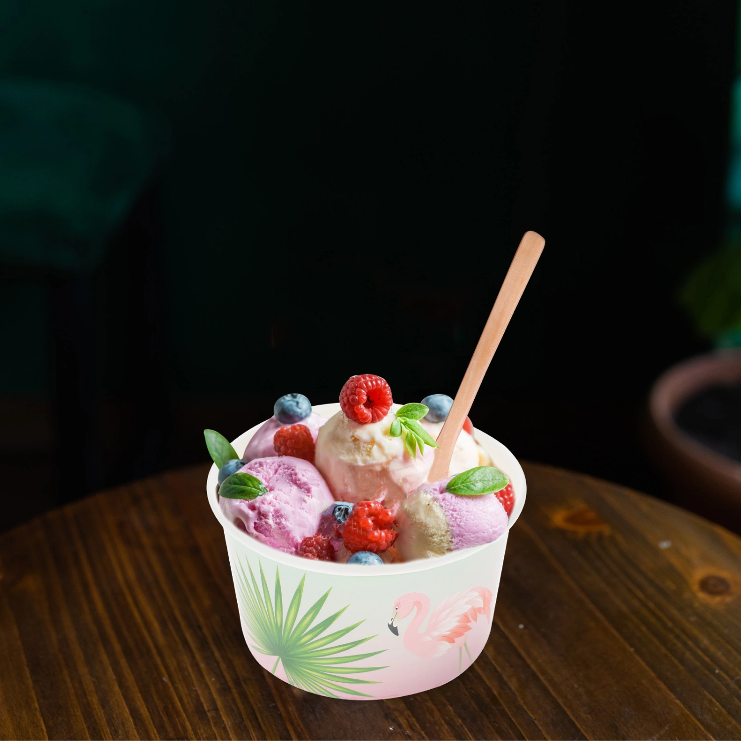 8pcs Flamingo Pattern Ice Cream Paper Bowls Yogurt Bowls Ice Cream Paper Bowls Party Supplies