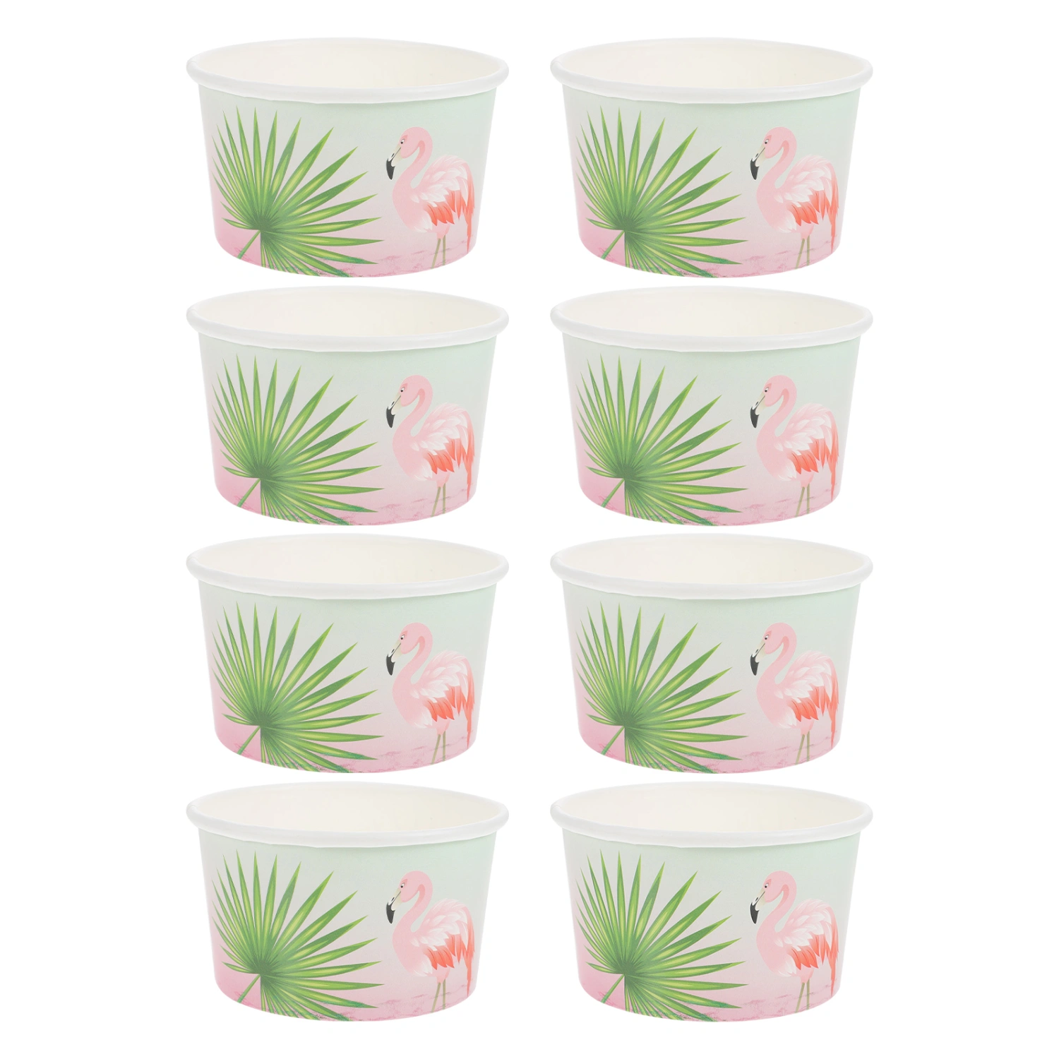 8pcs Flamingo Pattern Ice Cream Paper Bowls Yogurt Bowls Ice Cream Paper Bowls Party Supplies