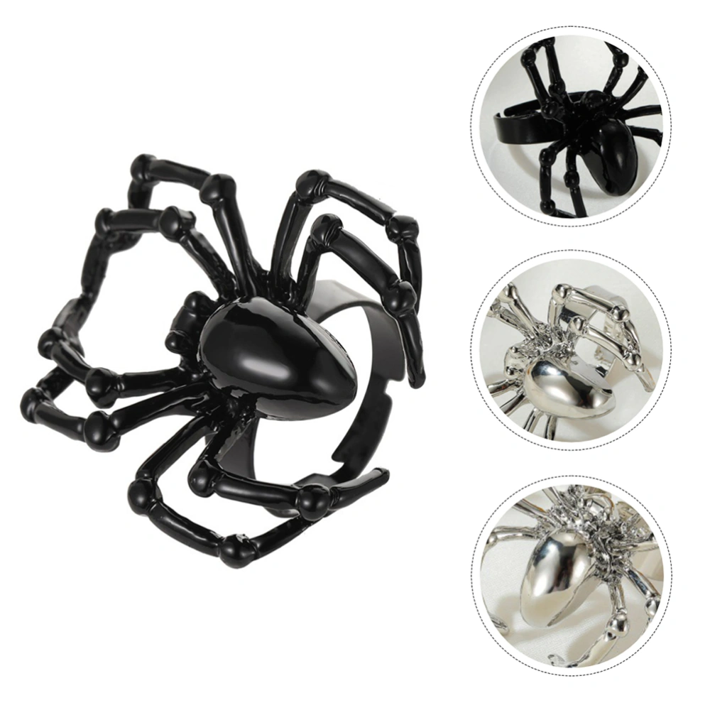 1 Set 2 Pcs Halloween Decorations Simulated Spider Rings (Black Golden)