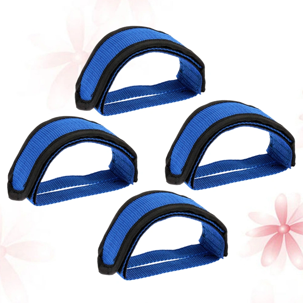 2 Pairs Anti-slip Bike Pedals Belt Fixed Gear Cycling Pedal Bands Feet Set With Straps Beam Adhesive Pedal Toe Clip Strap Belt (Blue)