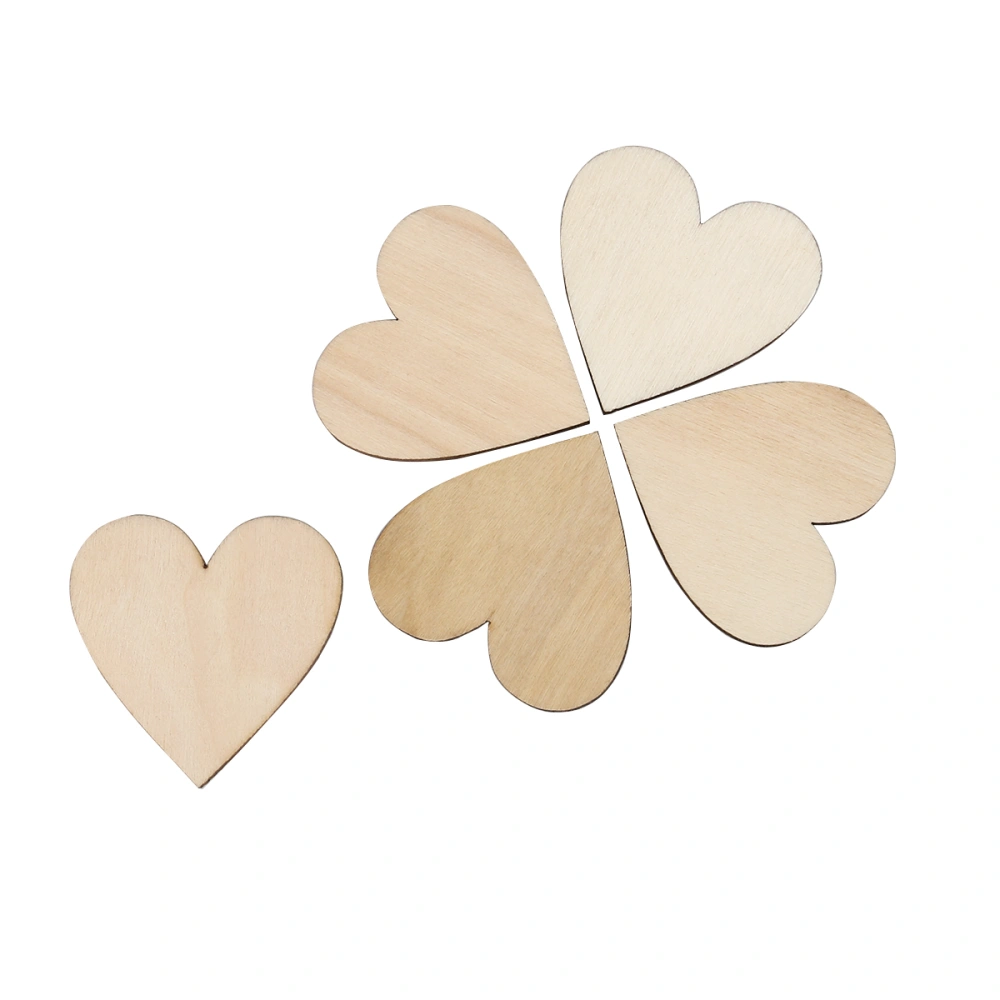 OULII 50pcs 40mm Blank Heart Wood Slices Discs for DIY Crafts Embellishments (Wood Color)