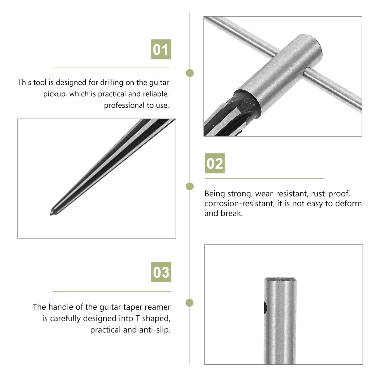 T Handle Taper Reamer Guitar Bridge Pin Hole Handheld Tapered Reamer 3-13mm
