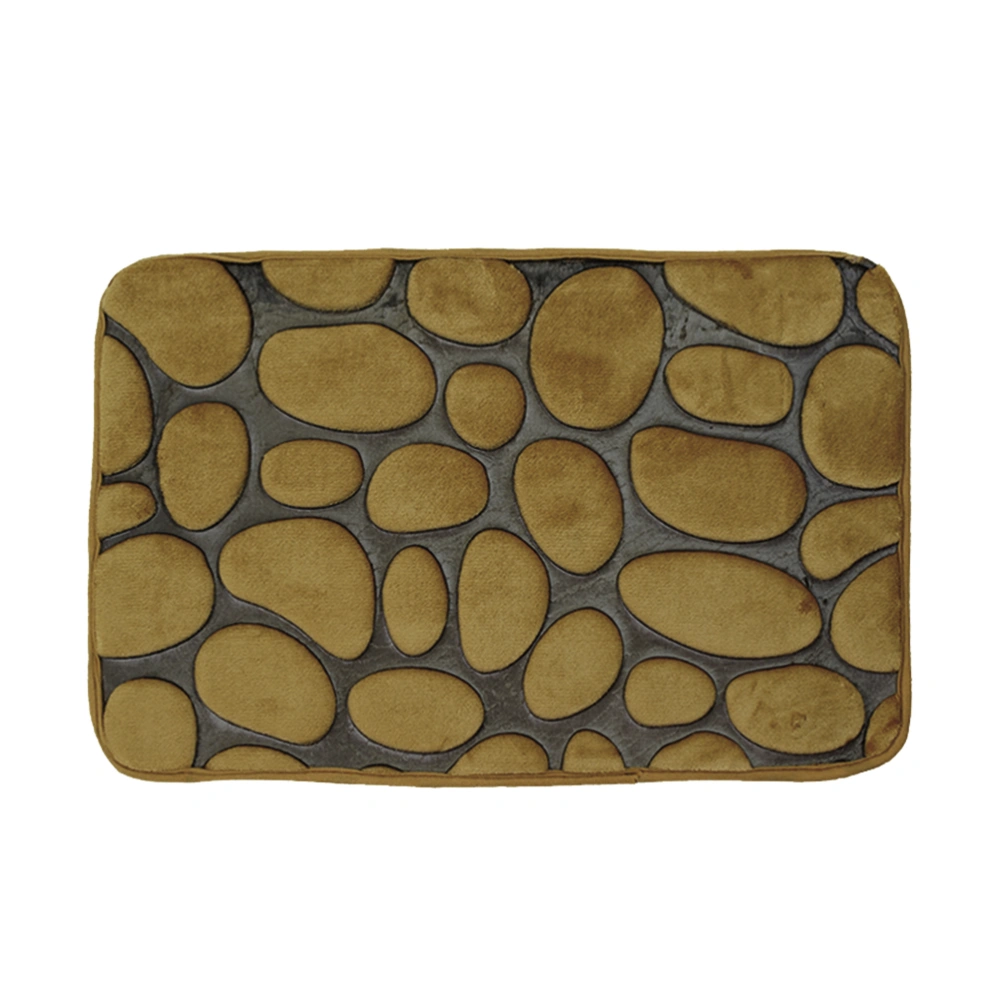 3D Pebble Pattern Bathmat Non-slip Bath Floor Mat Rugs Bathroom Kitchen Water-absorbing Carpet (Camel)