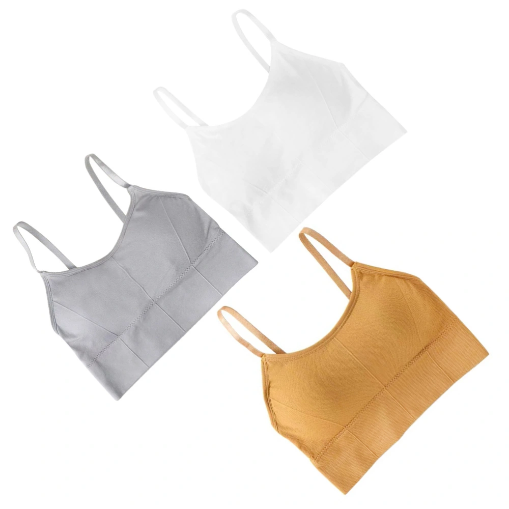 3pcs Breathable Sports Bras Seamless Bras High Impact Stretchy Fitness Underwear for Yoga Gym Workout Fitness (Average Size, White, Yellow and Grey Each 1PC)