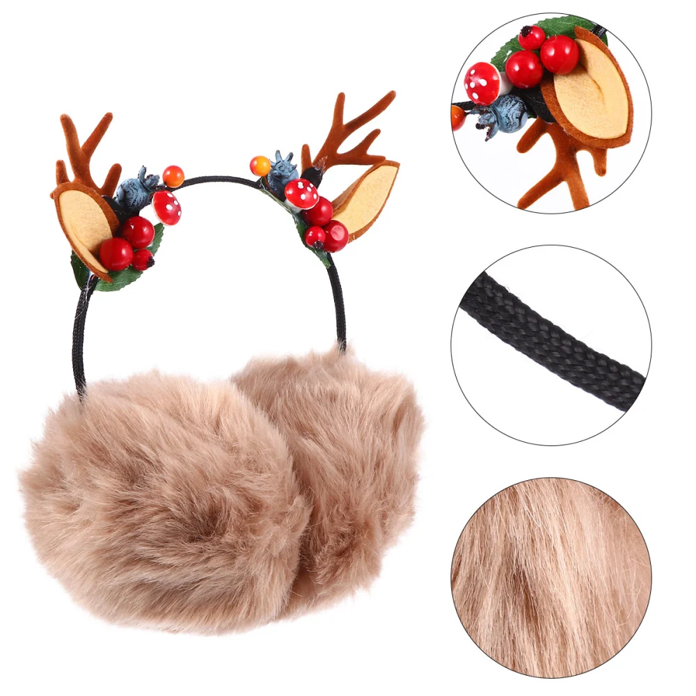 1Pc Cartoon Xmas Earmuffs Winter Headband Warm Ear Covers Elk Headdress