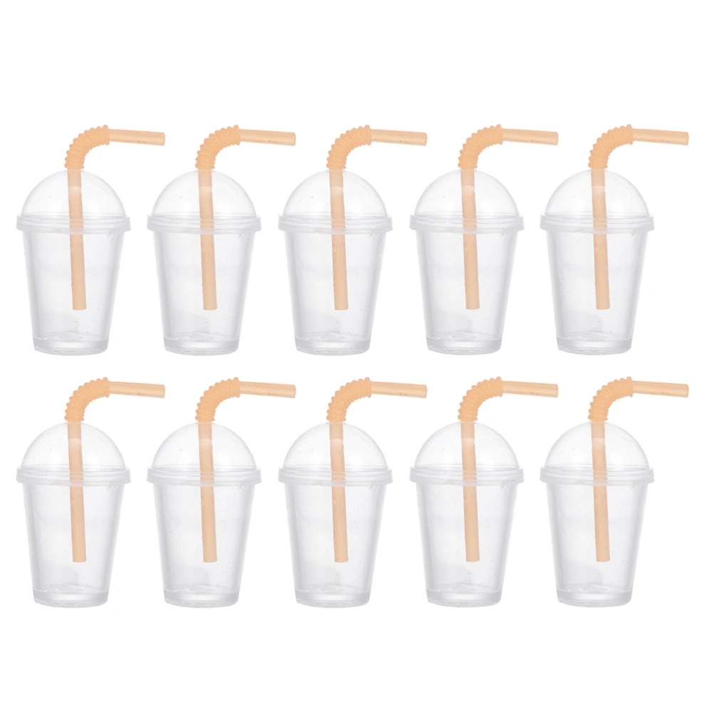 10Pcs Mini Milk Tea Cup Modeling Statue for Mini House Lovely Milk Tea Cup Adornment Decor