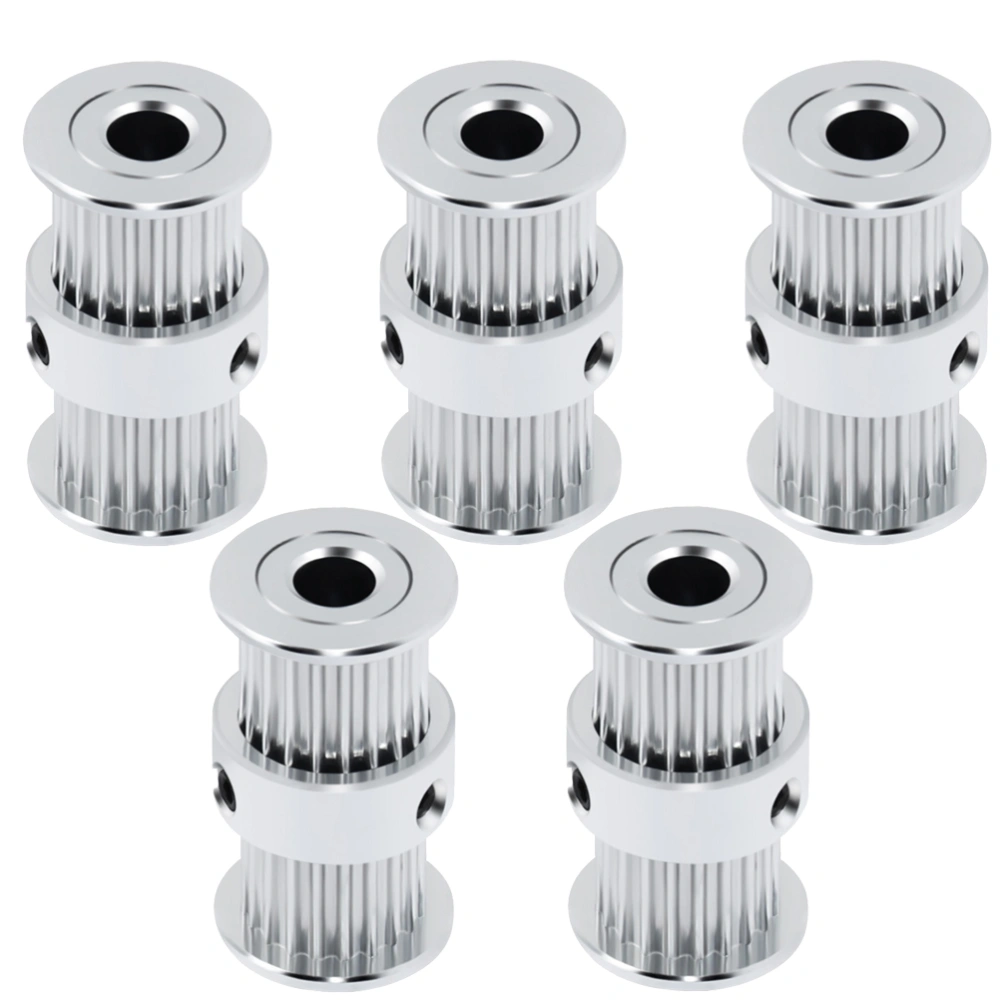 5pcs Aluminum Alloy 2GT 20 Teeth 5mm Bore Timing Belt Idler Pulley Drive Gear for 3D Printer (Silver)