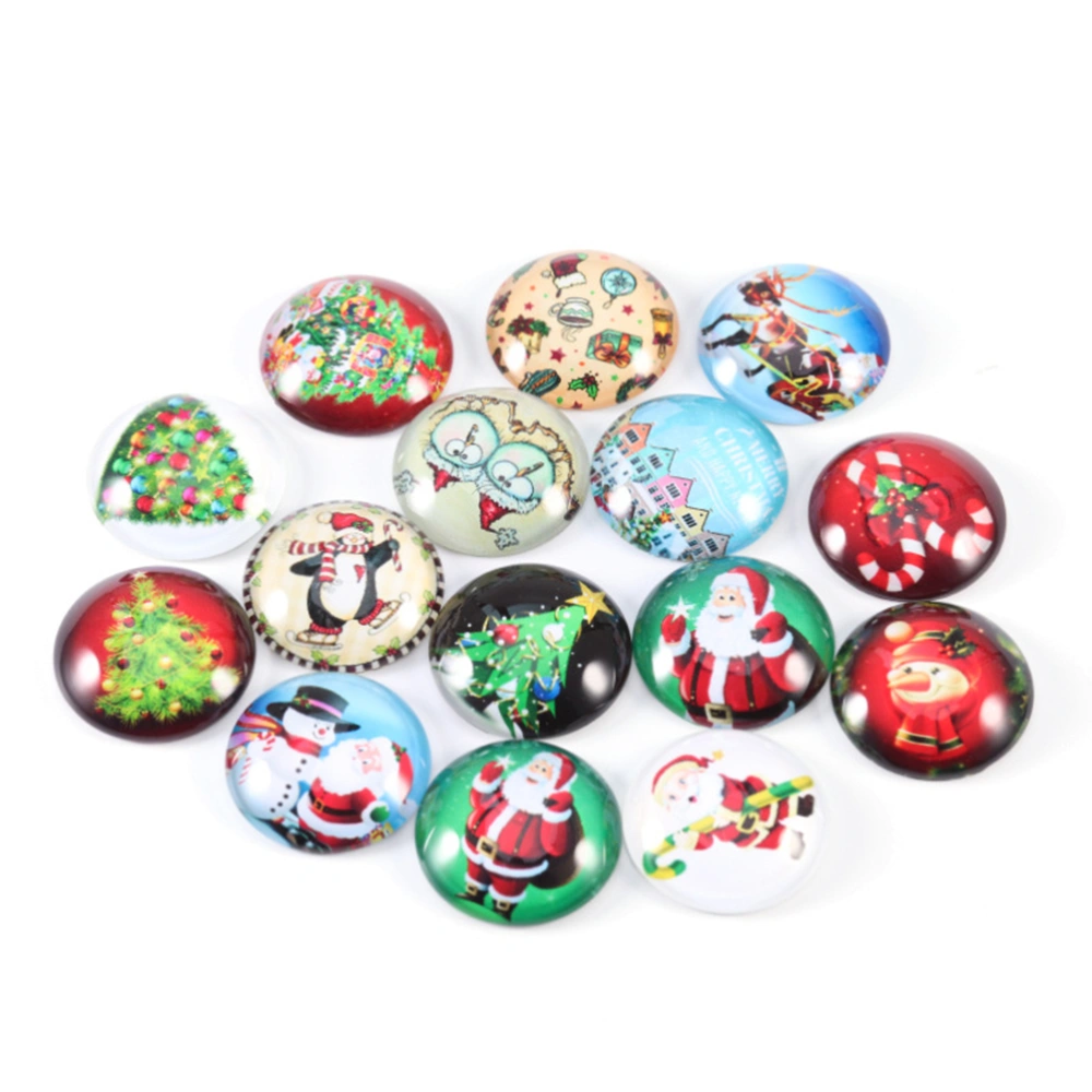 20pcs Christmas Pattern Tiles Glass Round Time Sticker DIY Jewelry Accessories Glass Supplies for Crafts Jewelry Making (T4013 25mm)