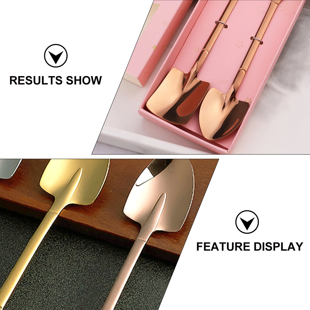 2pcs/Set Practical Stainless Steel Spoon Dessert Spoon Mixing Spoon Coffee Spoon