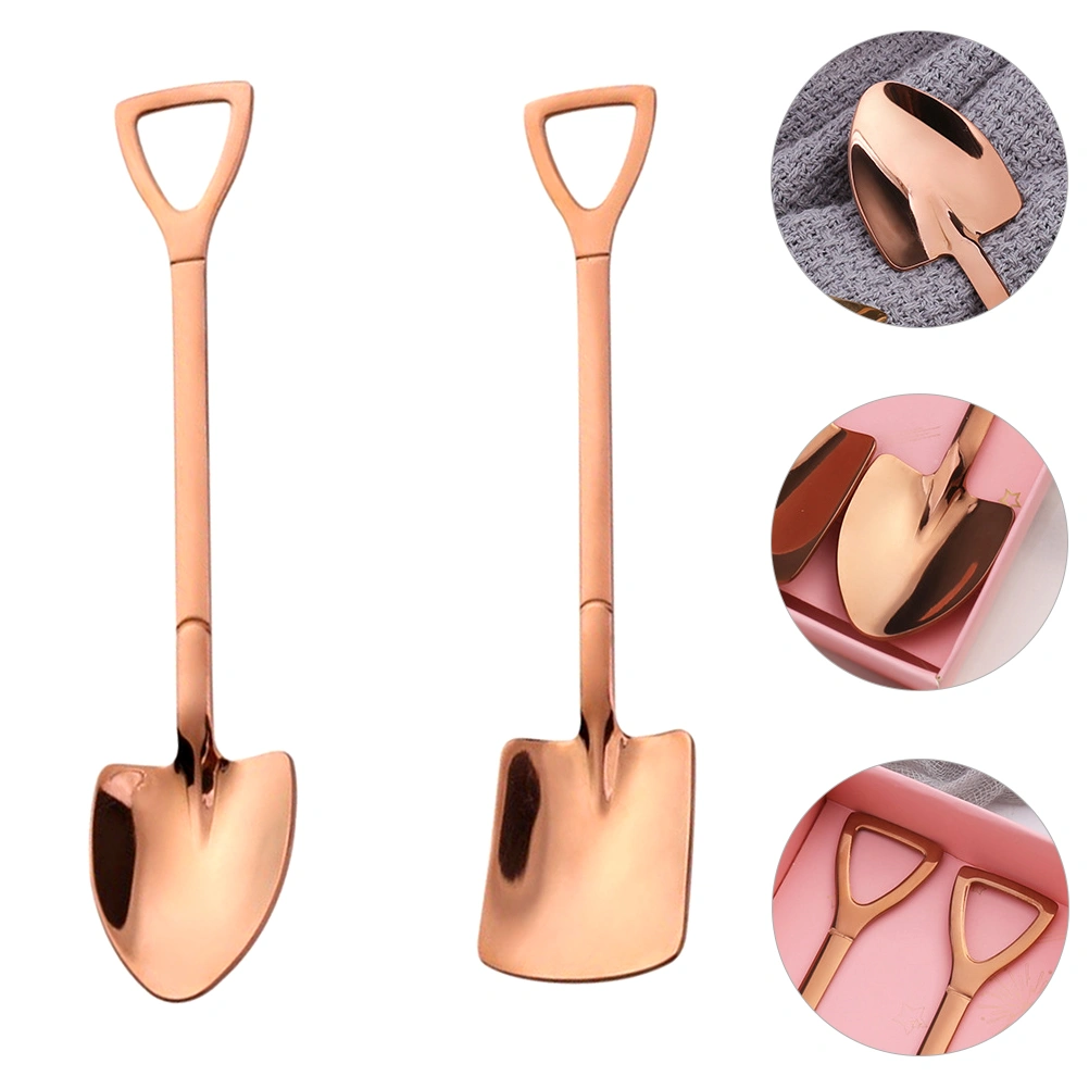 2pcs/Set Practical Stainless Steel Spoon Dessert Spoon Mixing Spoon Coffee Spoon