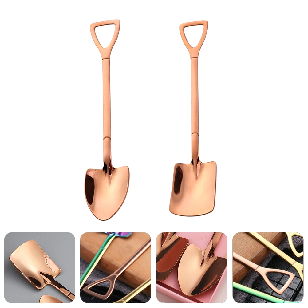 2pcs/Set Practical Stainless Steel Spoon Dessert Spoon Mixing Spoon Coffee Spoon
