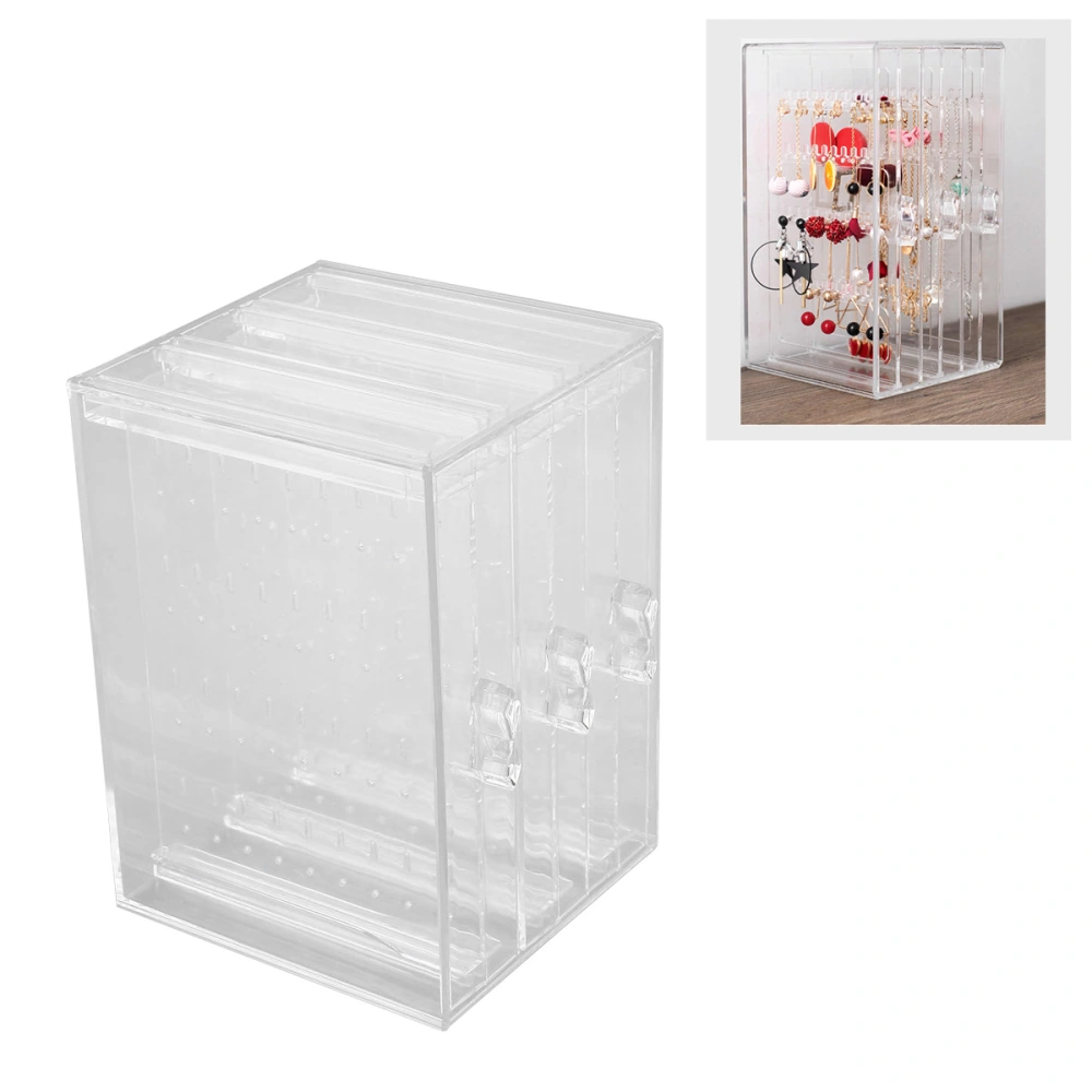 Acrylic Earrings Storage Box Portable Home Desktop Accessories Anti-dust Storage Box Ear Rings Transparent Display Box